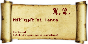 Mátyási Menta névjegykártya